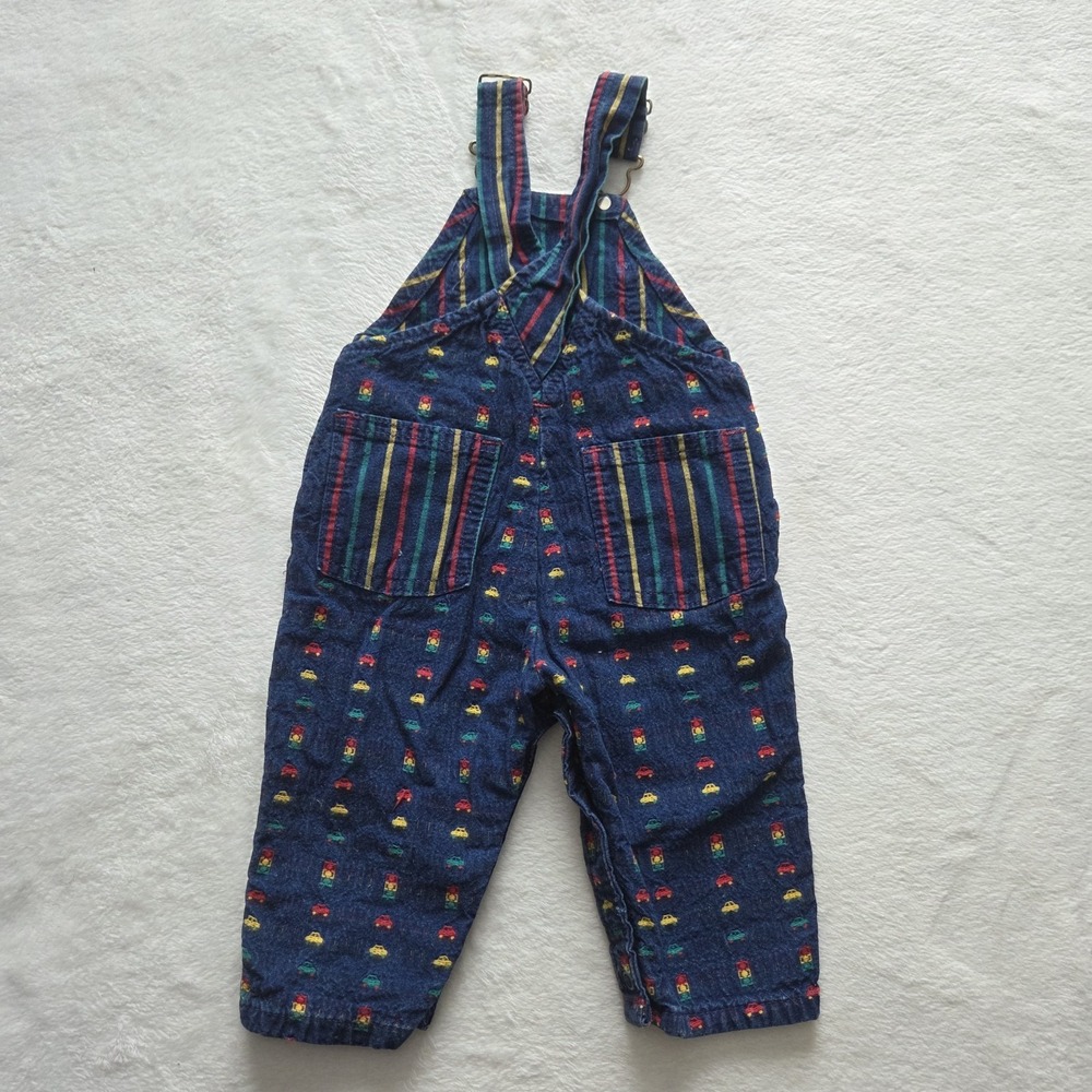 vintage oshkosh b gosh Denim Overalls Cars Traffic Signal Crossback 3-6 Months - Picture 2 of 7